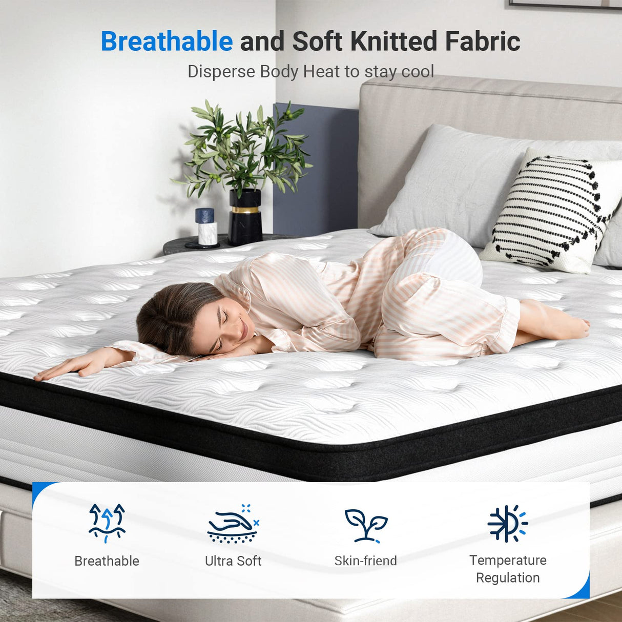 Avenco Cal King Mattress 10 Inch, Hybrid Mattress California King Medium Firm, Cal King Mattress in a Box with Gel-Infused Memory Foam and Pocketed Springs, Breathable Knit Fabric, Edge Support Avenco