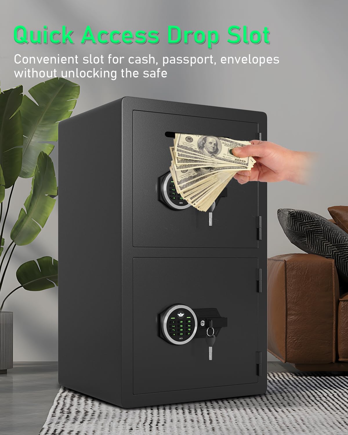 Omethey 5.0 Cu ft Extra Large Safe Fireproof Waterproof, Digital Security Safe Box with Deposit Slot & Metal Storage Box with Backlit Keypad & Dual Alarm for Home Office Omethey