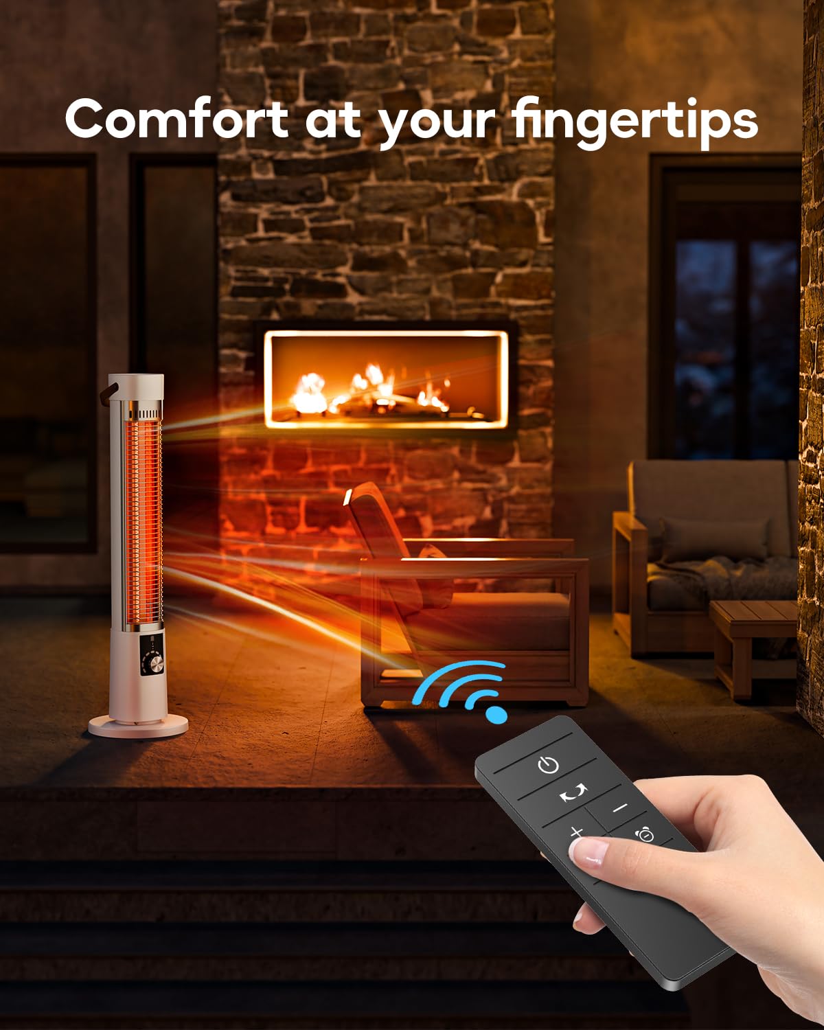 Aerozy Patio Heater for Outdoor Use, Electric Space Heater Indoor, Portable Infrared Heater with 60-Degree Oscillation, Timer, Remote, for Patio, Gazebo, White AEROZY