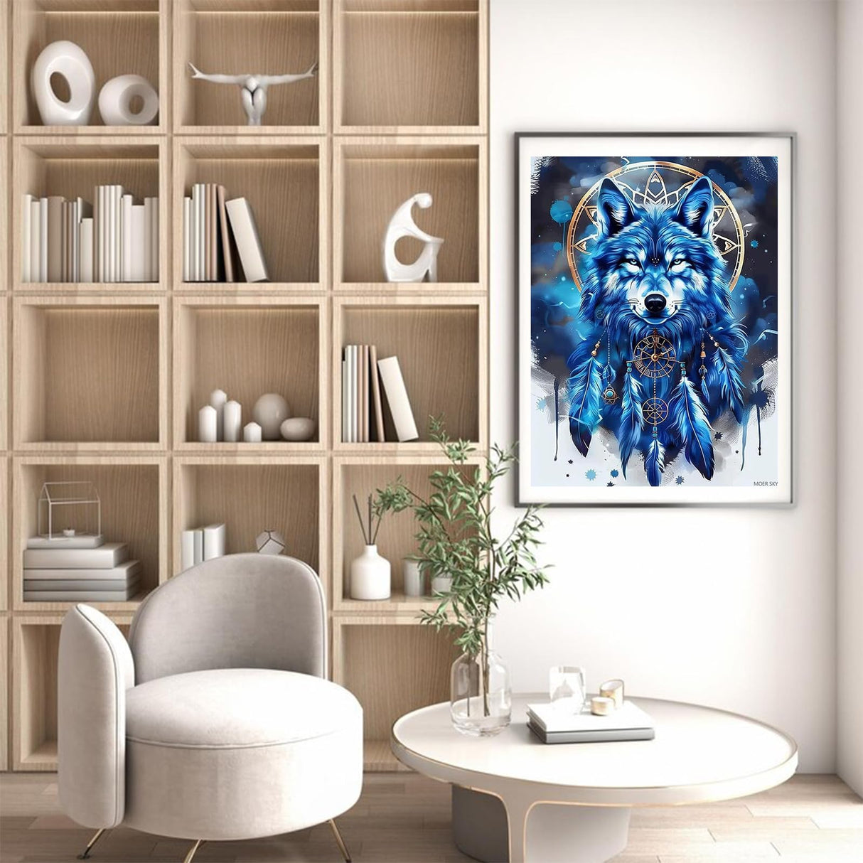 MOER SKY 5D Diamond Painting, Dream Catcher Wolf Diamond Painting Kits Full Round Gemstone Art, Fun Gifts, Room Decor St Patricks Day Decor Home Decor 12x16 Inch MOER SKY