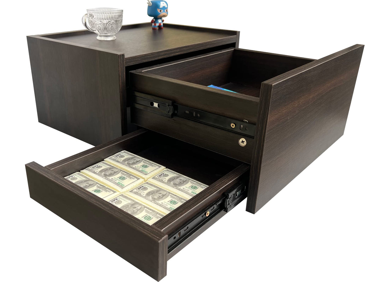 Lizipai Floating Nightstand Wall Mounted, Concealment Furniture,Night Stand with Drawer, Hanging Bedside Table (Night Falls Black-Left-Big) Lizipai