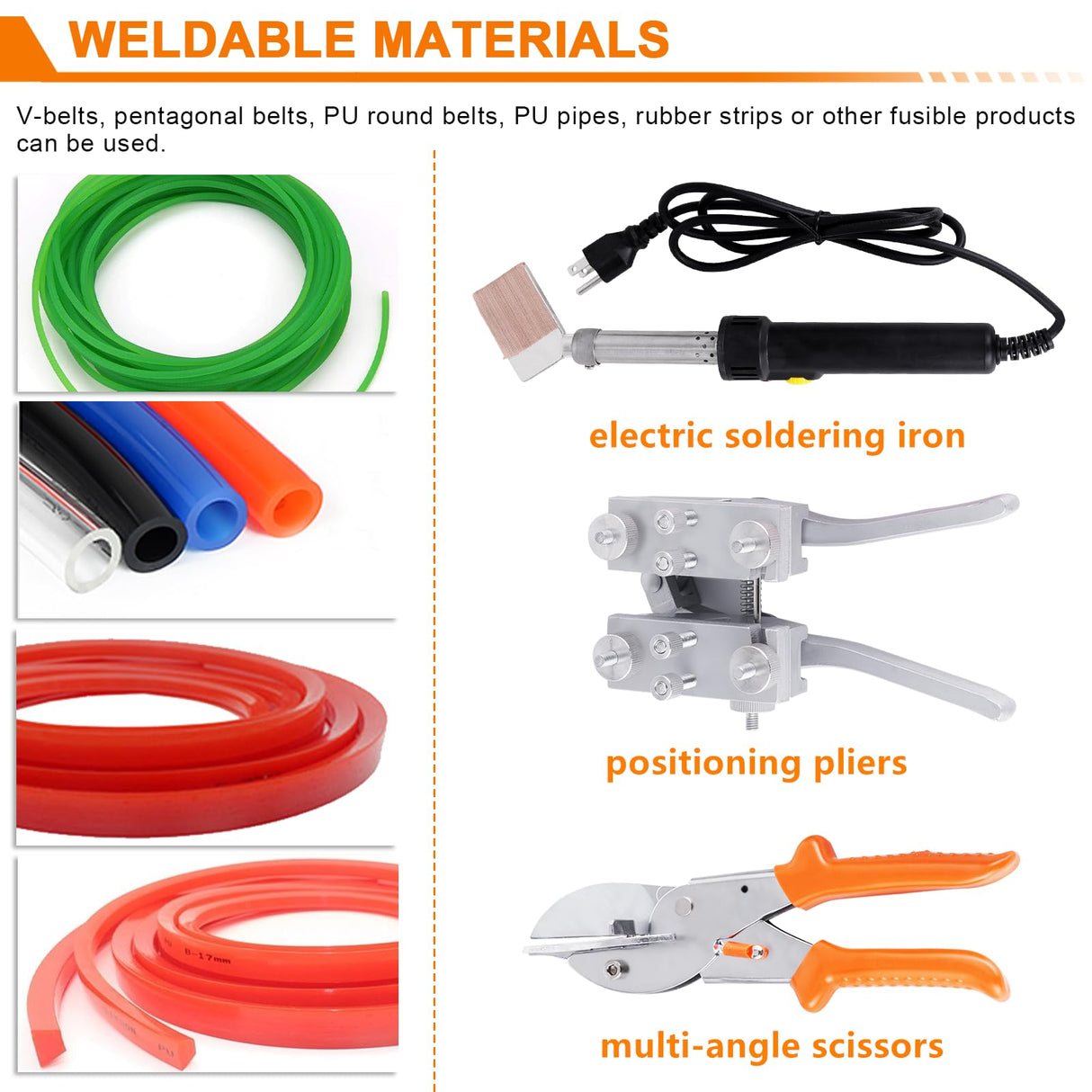 JIAWANSHUN PU Round Belt Welding Machine Polyurethane Belt Welder Round Belt Welder 110V with 150-400 ℃ Adjustable Temperature Electric Soldering Iron (One Set) JIAWANSHUN