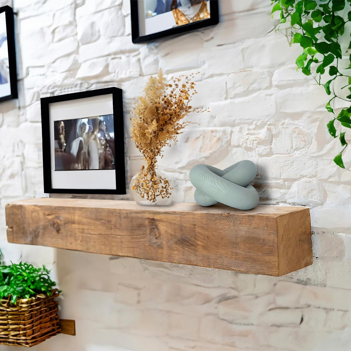 baqor 2-Link Wood Knot Decor - for Coffee Table Bookshelf Boho Celtic Home Entryway Living Room Office Rustic Farmhouse Decorative Object Wooden Knot Chain Link Accents Modern Sculpture baqor