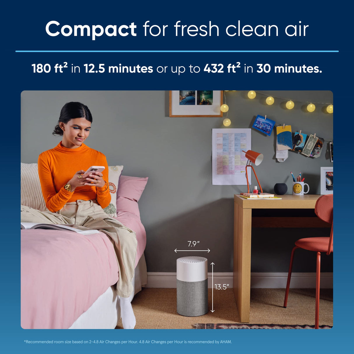 BLUEAIR Air Purifiers for Bedroom HEPASilent Small Room Air Purifiers for Home Air Purifiers for Pets Allergies Air Cleaner, Virus Air Purifier for Dust Baby Air Purifier for Nursery Blue Pure 511 BLUEAIR