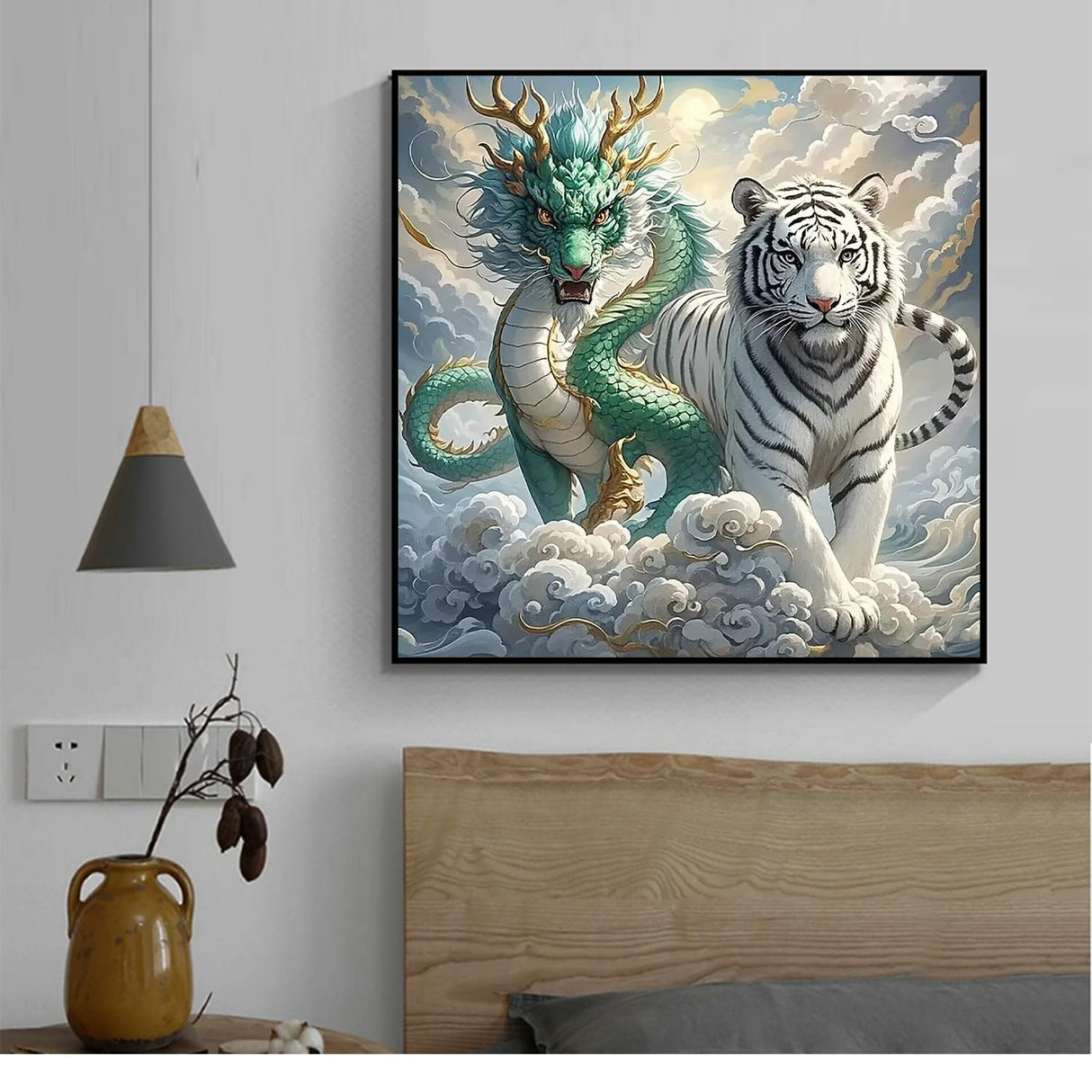 5D Diamond Art Kits for Adults Beginners,Dragon and Tiger DIY Full Round Drill Diamond Painting Kits,Paint by Diamonds Dots Gem Art Easy,Home Wall Decor 14X14 Inch Acelii