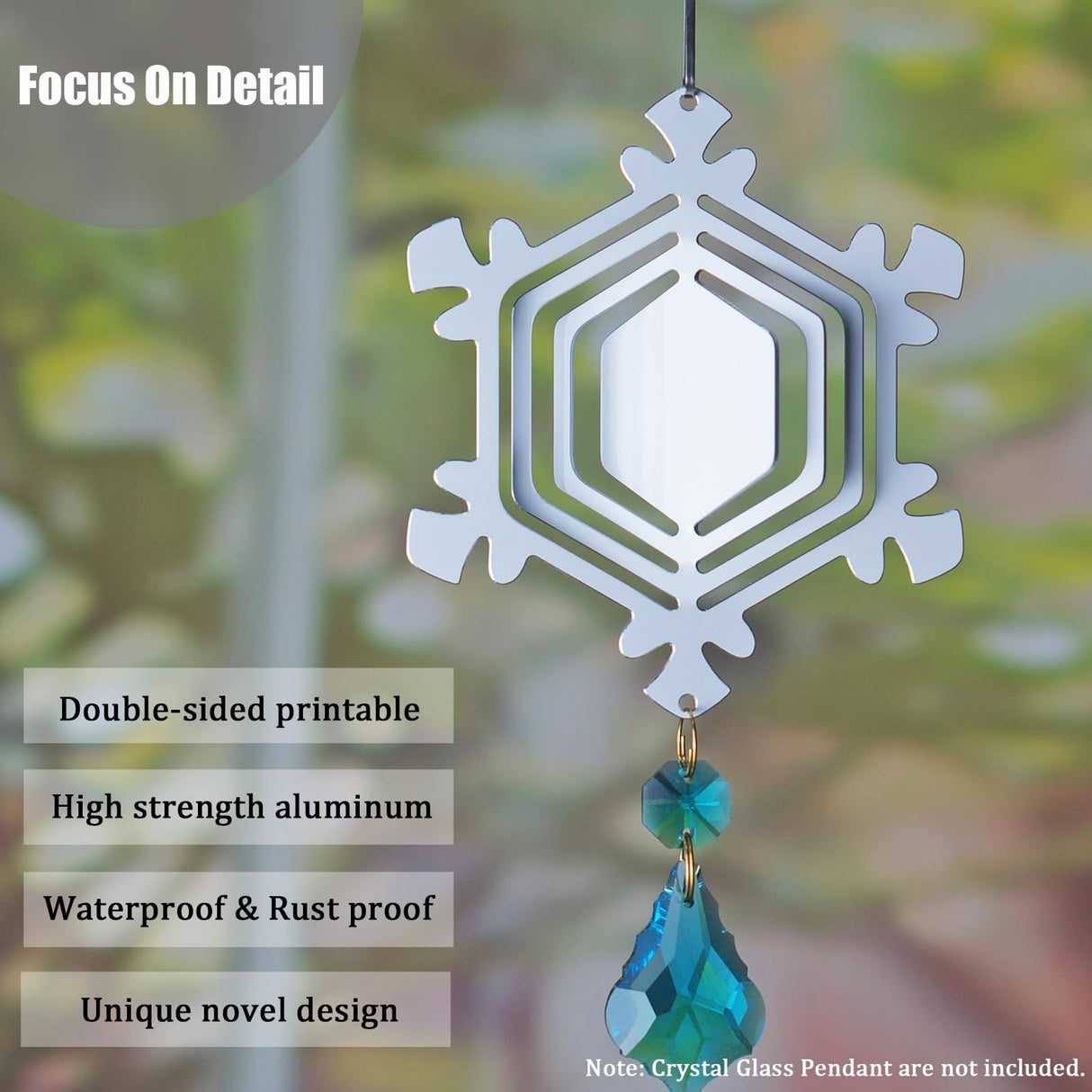 12Pack 4inch Sublimation Wind Spinner Blanks 3D Aluminum Metal Wind Sculpture Kinetic Spinners for Yard and Garden Indoor Art Sublimation Christmas Ornament Hanging Decoration (Snowflake) WindMage