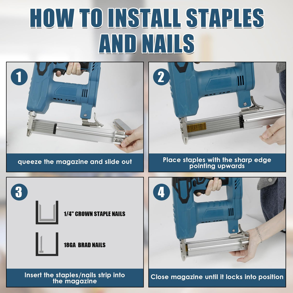 Cordless 18 Gauge Brad Nailer for Makita 18V LXT Battery, 2 in 1 Electric Stapler Nailer with 500 Nails and 500 Staples, Dual Protection Design, for Home Improvement, Woodworking (No Battery) LEZZYRUCK