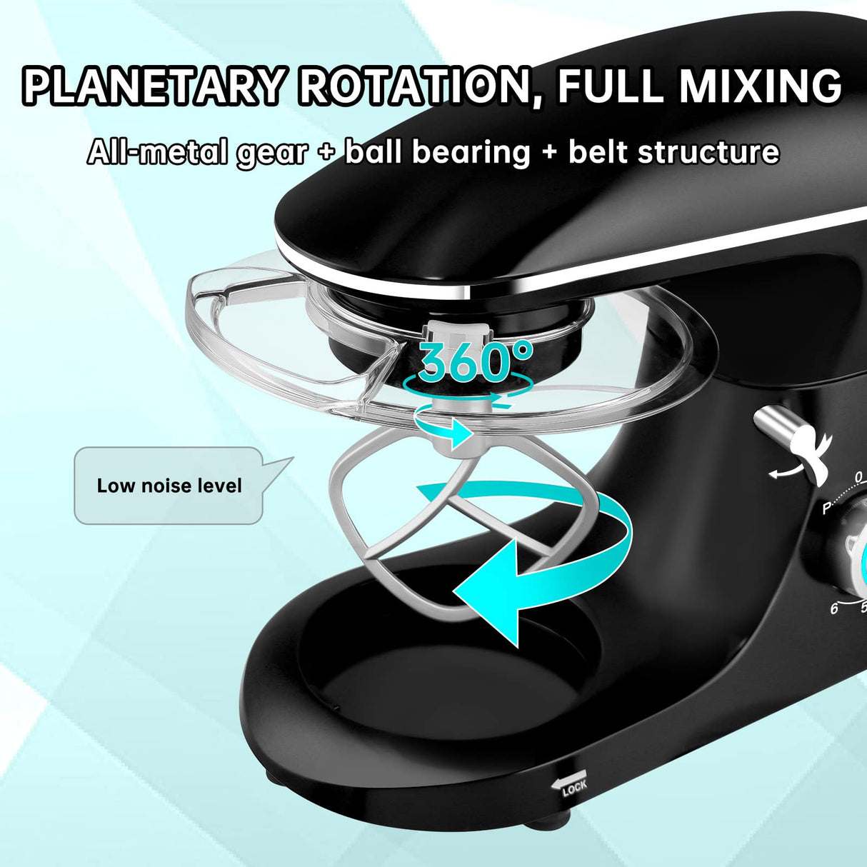 Seedeem Stand Mixer, 6Qt Electric Food Mixer, 660W 6-Speeds Tilt-Head Dough Mixers with Dishwasher-Safe Dough Hook, Wire Whip & Beater for Daily Use, Black SEEDEEM