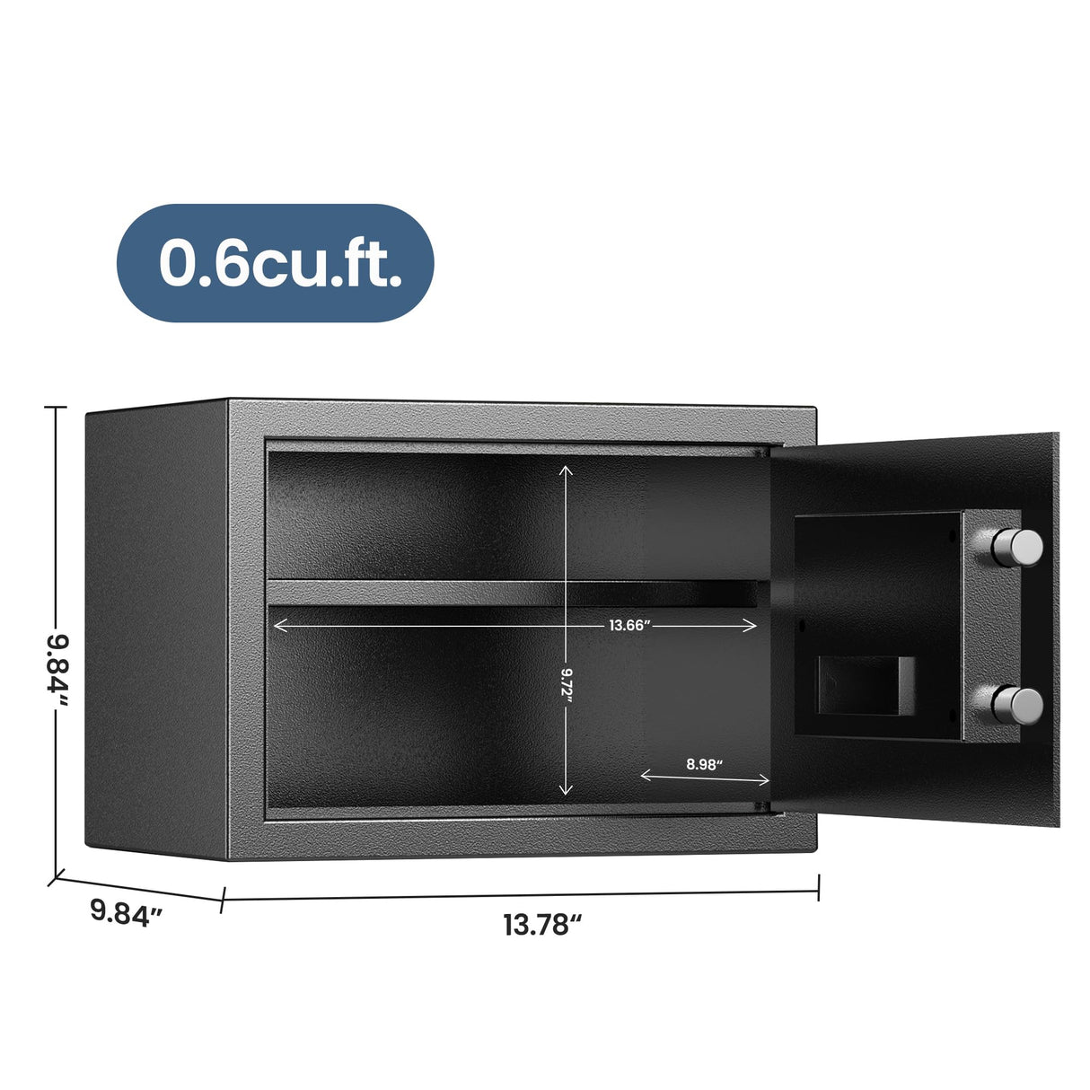 Locksworth Safe for Home, 0.6 Cubic Feet Safety Box, Lock Box for Money, Jewelry, Documents and Guns, Digital Security Safe for Office, Hotel and Personal Use, 13.8"W x 9.8"D x 9.8"H Locksworth