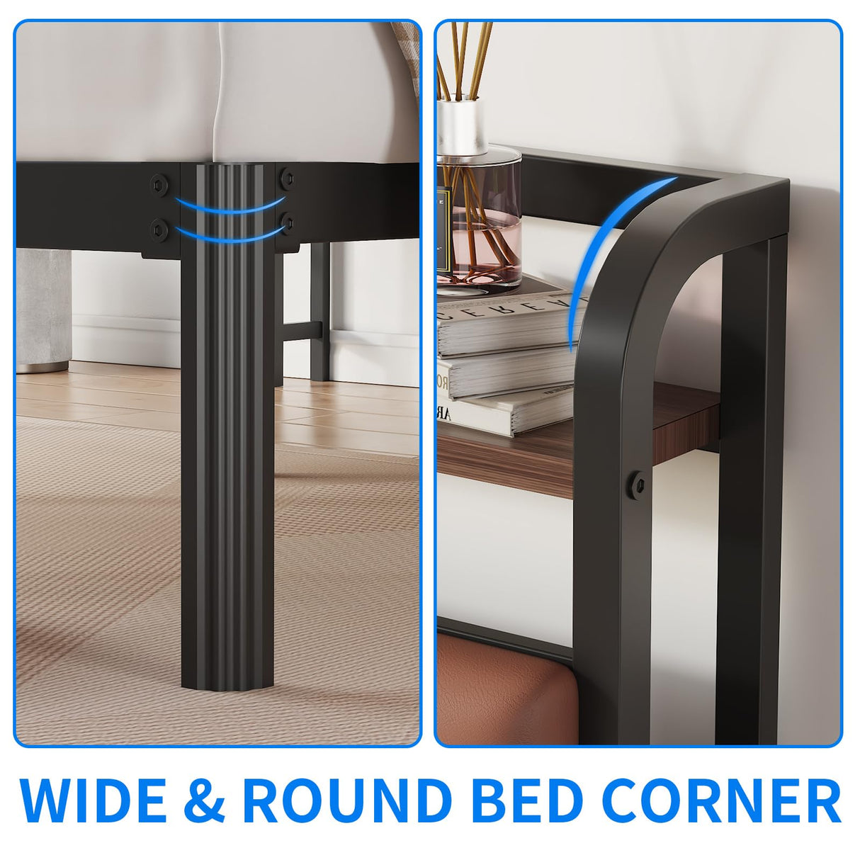 UOMEUR Twin Bed Frame With Headboard & Charging Station - Black Metal Single Bed for Kids, Toddler, Boys, Girls, Adult - No Box Spring Needed, Easy Assembly, Noise Free UOMEUR