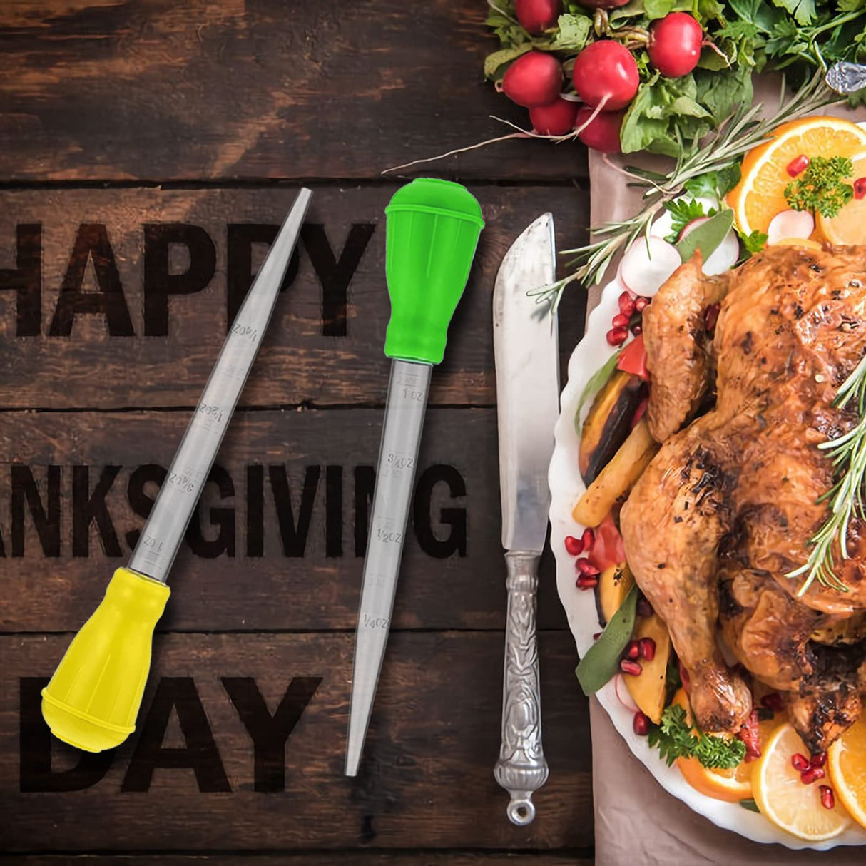 TXIN 5 Pieces 30ml/1oz Turkey Baster with 5 Cleaning Brush, Plastic Syringe Baster with Silicone Pump Head, Heat-resistant Meat Marinade Injector with Measurments for BBQ Grill Baking Kitchen Cooking TXIN