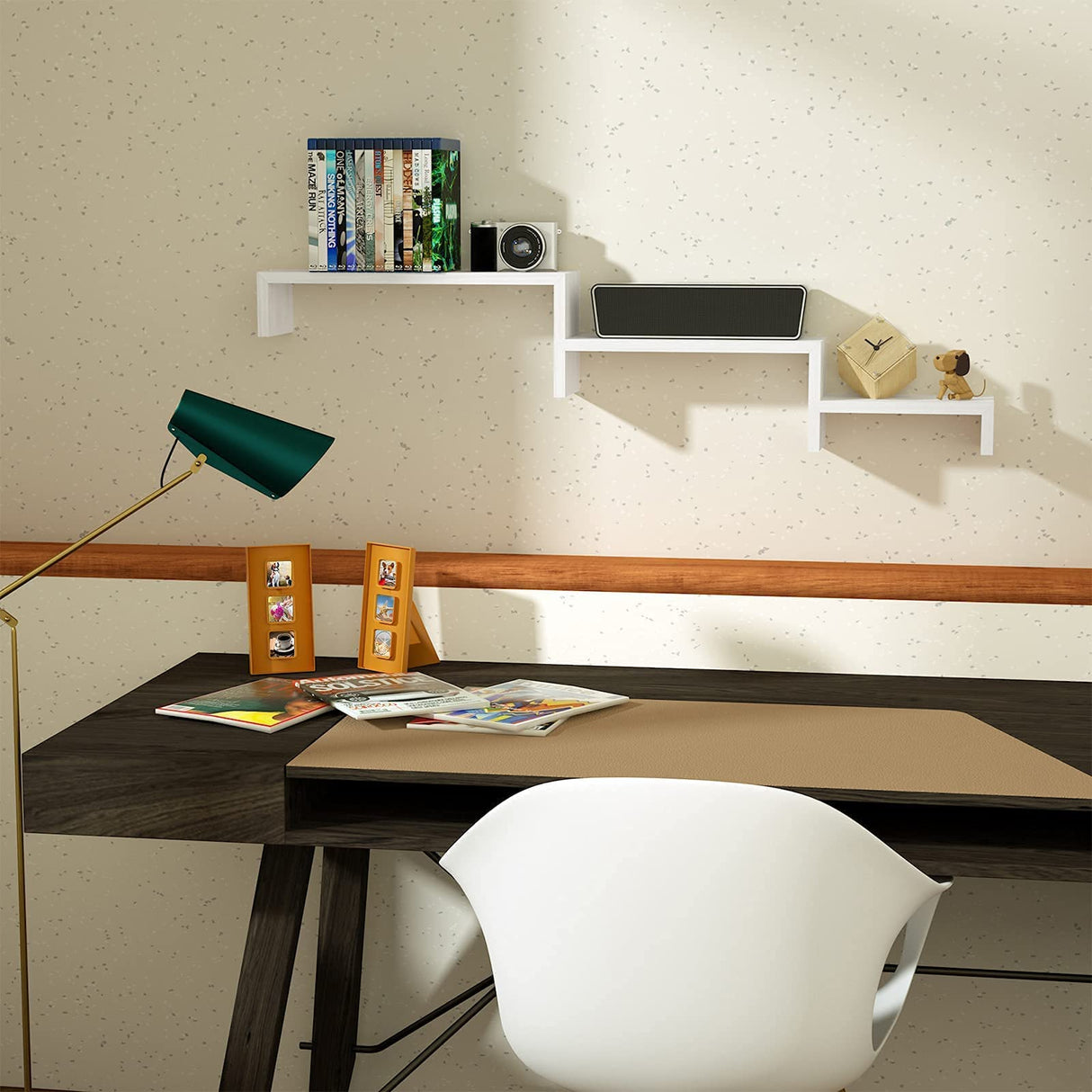 SRIWATANA Floating Shelves Wall Mounted, Solid Wood Wall Shelves, White SRIWATANA