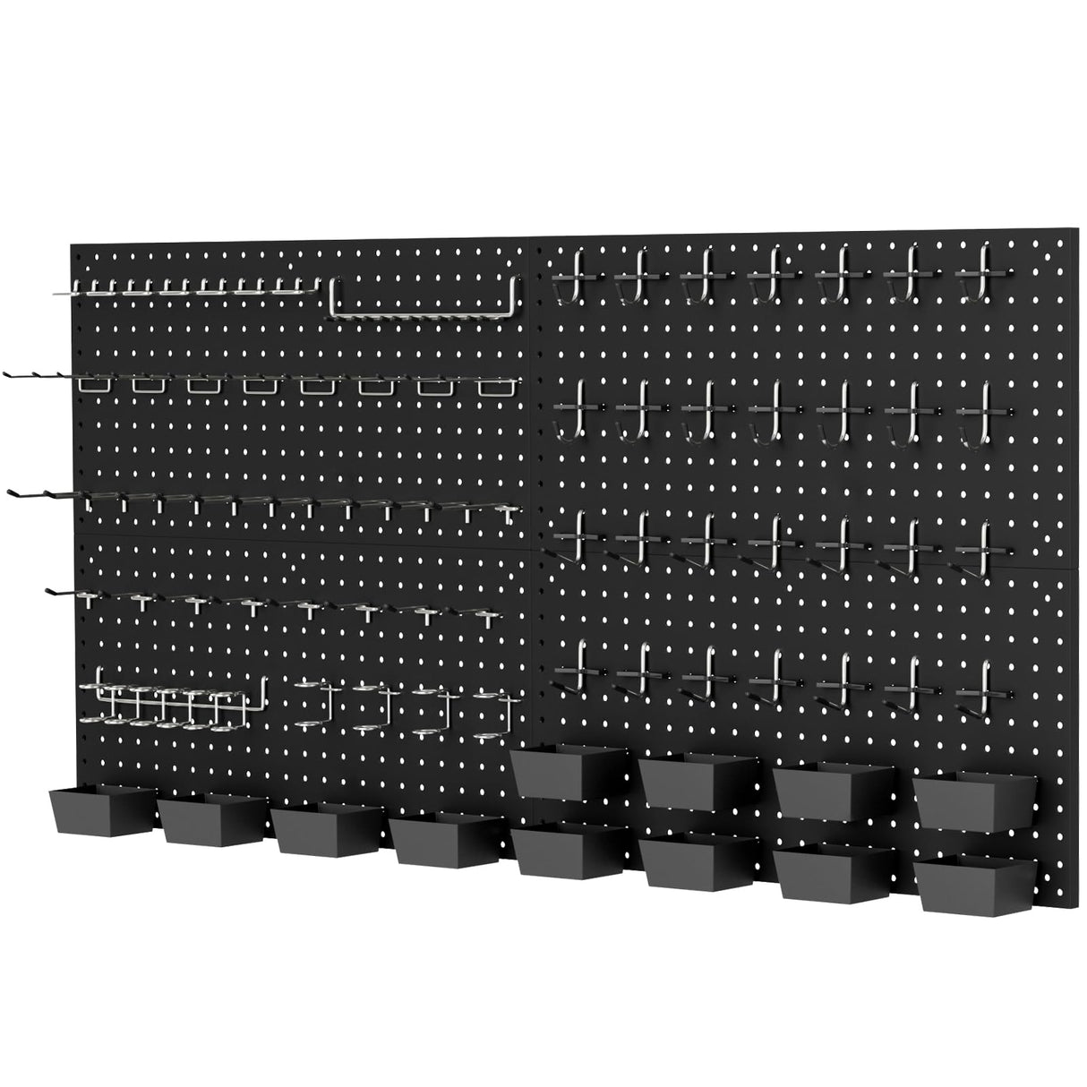 Daanxw 158PCS Metal Pegboard Kit with Hooks for Wall Garage Tools Pegboard Storage System for Garage (Black Box, 4-12X24) Daanxw