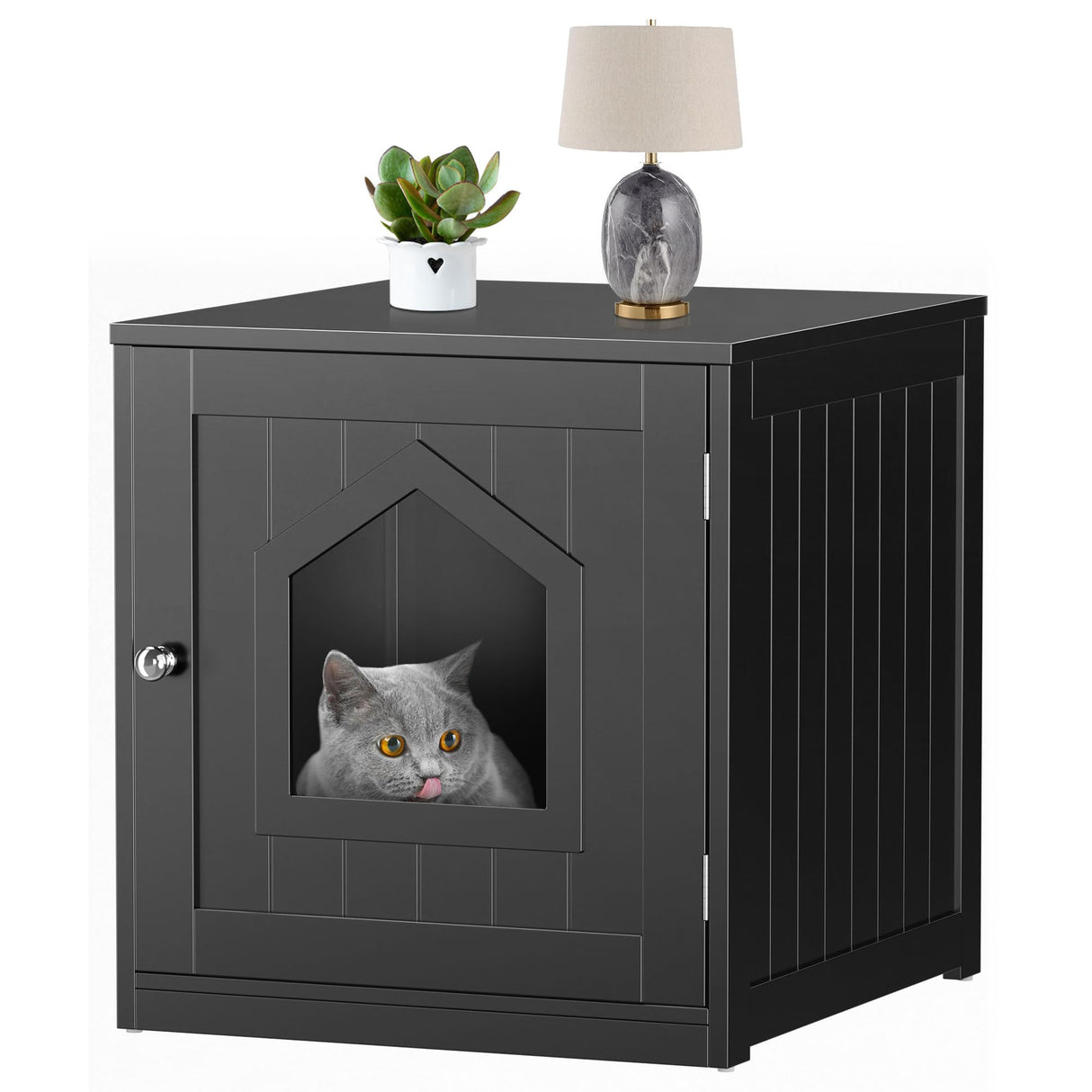 Cat Litter Box Enclosure Hidden Kitty Litter Box Furniture Indoor Cat Box Cabinet House Side Table Nightstand Washroom (Black) Nova Microdermabrasion