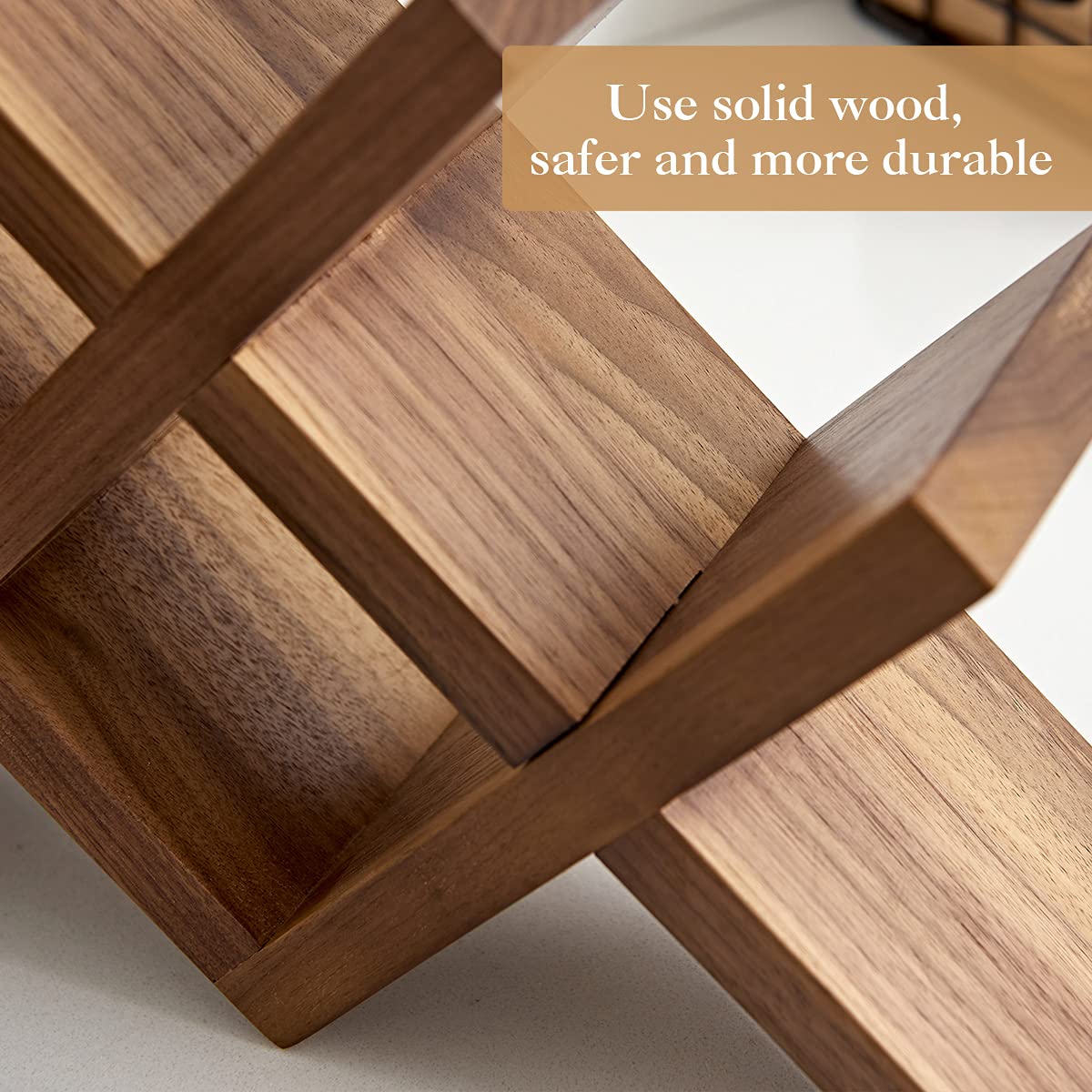 OAKERLAND Walnut Wood Wine Storage Rack Countertop, 4 Bottle Wine Rack Free Standing Wine Storage, Wine Shelf Organizer, Perfect for Home Décor and Wine Gifts, No Need Assembly (Walnut) OAKERLAND