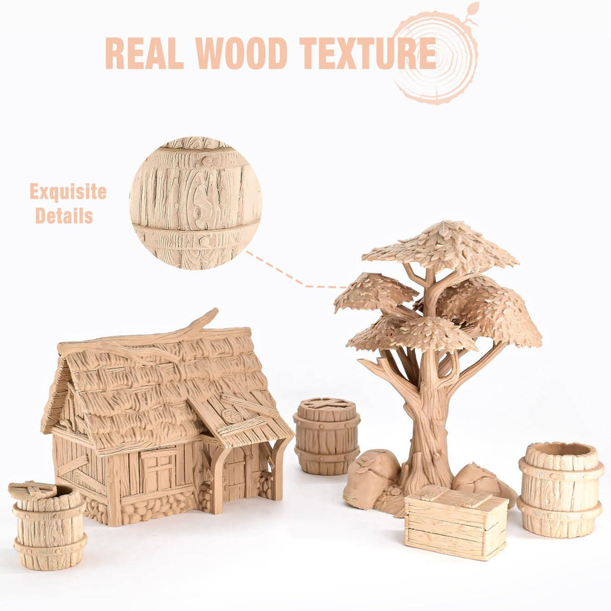 OVV3D Wood PLA Filament 1.75mm, 3D Printer Filament, White Oakwood PLAFilament More Than 30% Real Wood Fiber, Matte and Frosted, 1.75 PLA 3D Printing Filament, 1kg OVVNYXE