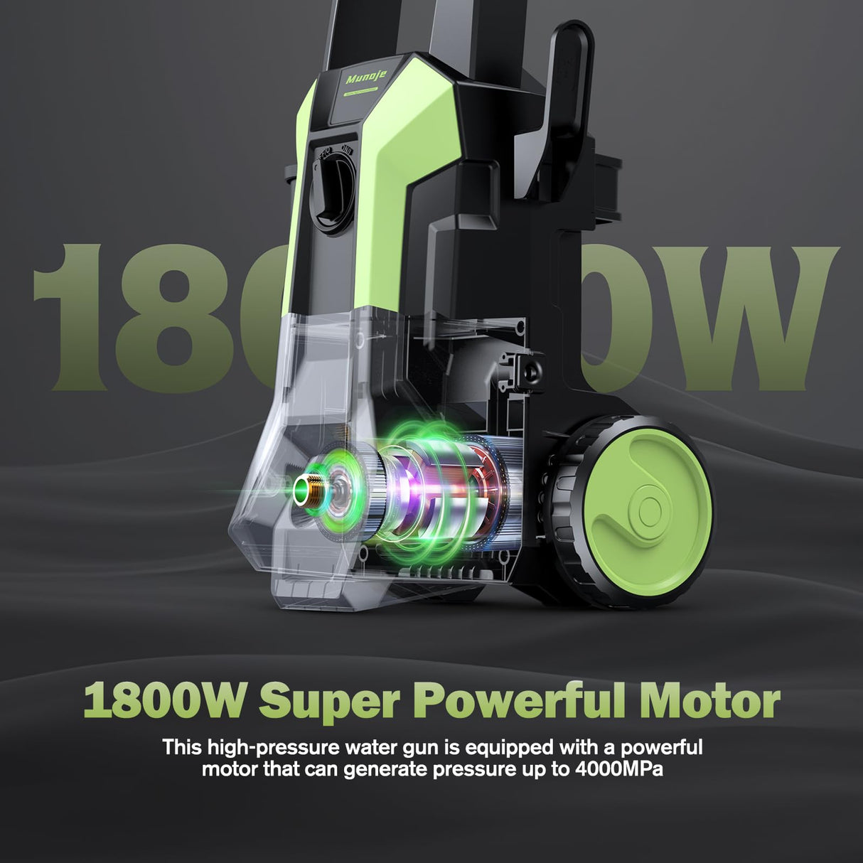 Electric Pressure Washer, 2600PSI Max 2.0 GPM Power Washer with 4 Nozzles, Foam Cannon & Spray Gun, IPX5 High Pressure Washer with 23FT Hose & 16.5FT Power Cord, for Floor/Cars/Fences/Patios Munoje
