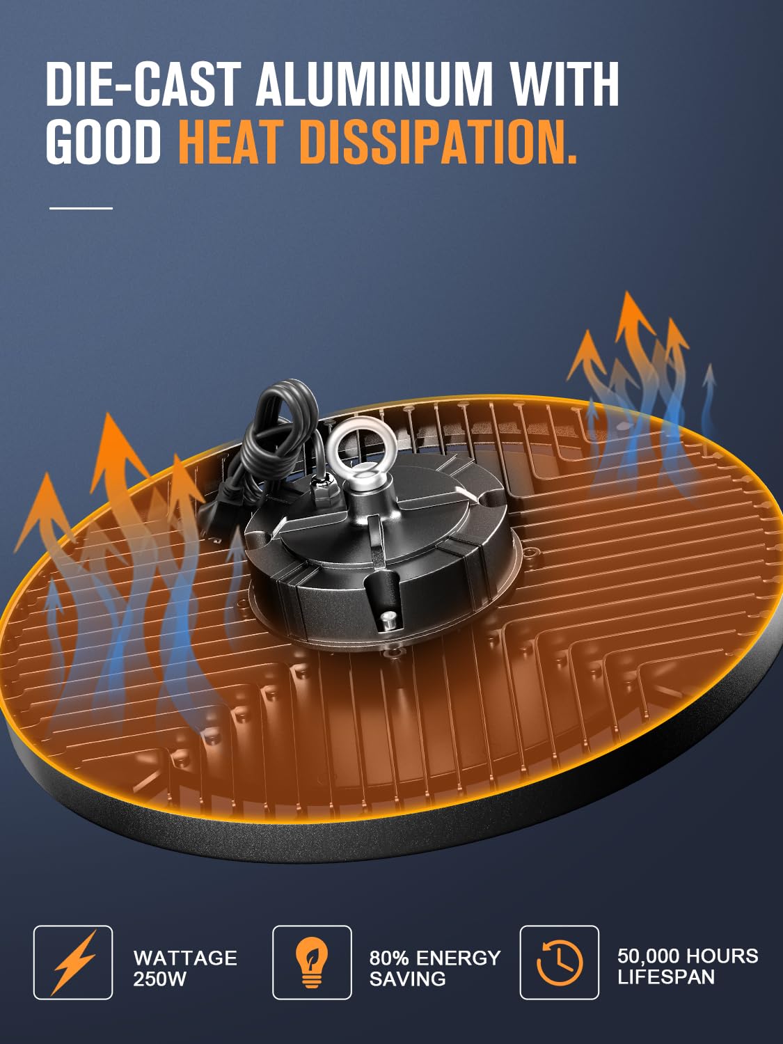 ELEKICO Super Bright 250w UFO LED High Bay Light 35000lm with Plug 5ft Cable (Eqv.1000w Mh/Hps/Hid),5000k High Bay Led Shop Lights Garage Lighting for Garage Factory Workshop Warehouse Barn -6pack ELEKICO