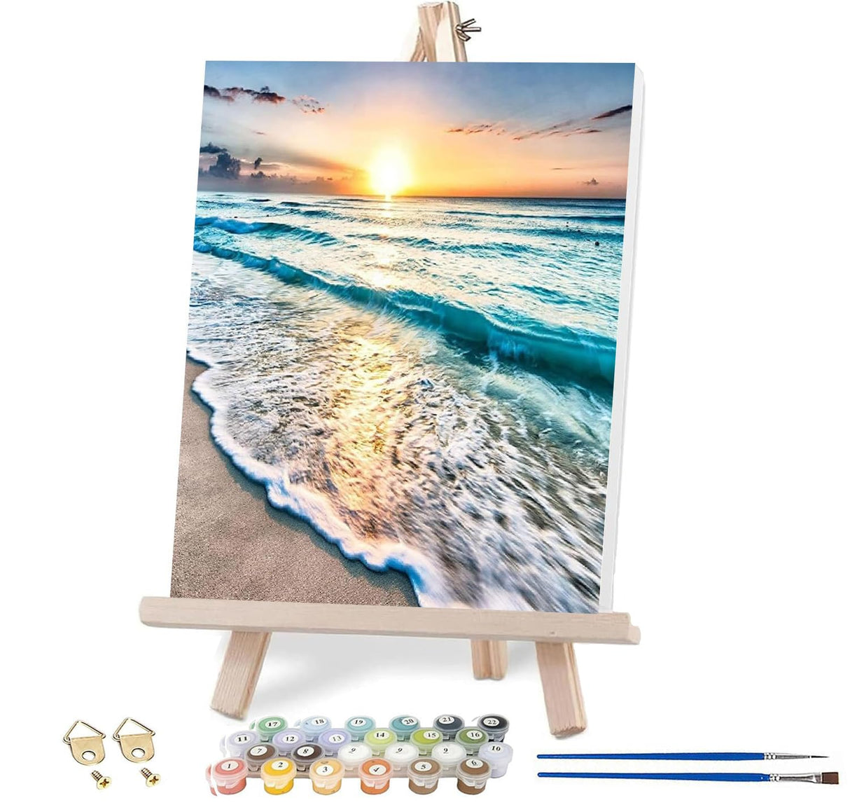 VIGEGU Paint by Numbers Kit for Adults with Framed,Beach Landscape Paint by Number DIY Adult Paint by Number Kits Acrylic Oil Painting for Wall Decor 10x12in VIGEGU