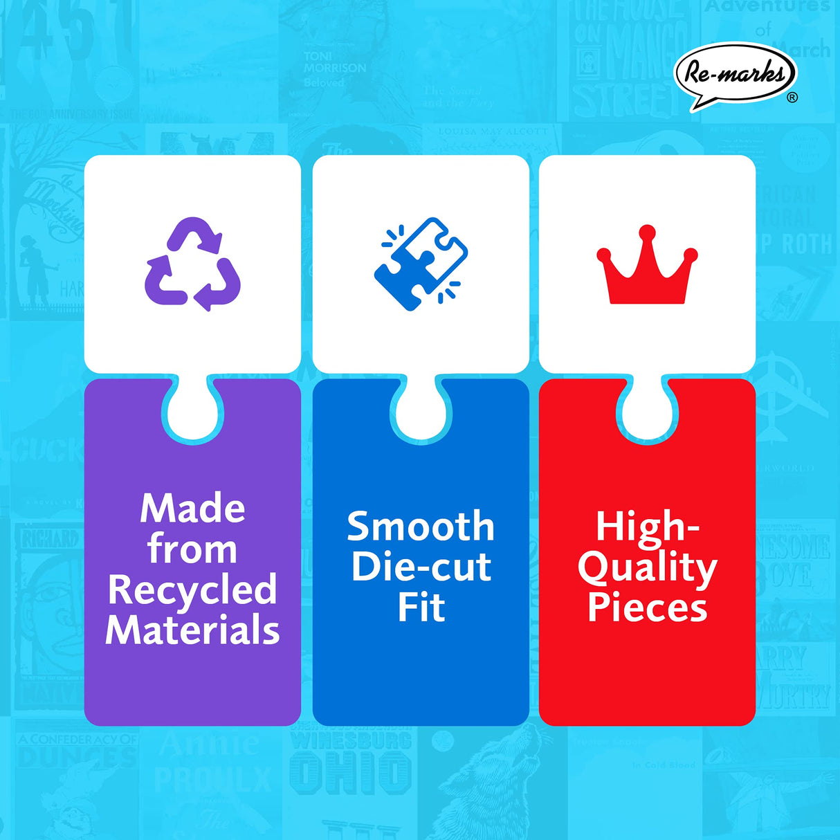 Re-Marks Great American Novels 1000-Piece Puzzle for All Ages, Family Jigsaw Puzzle Re-Marks