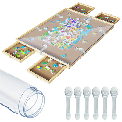 2 Roll Puzzle Board Cover Mat 34x26 Inch with 12 PCS Locking Buckles for 1500 Piece Jigsaw Puzzle Table Puzzle Table Replace Cover (Cover Mat Only)