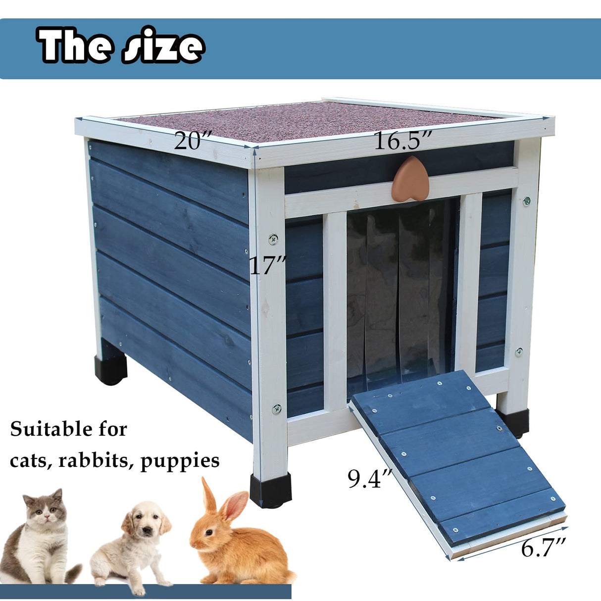 Rockever Outdoor Cat House,Outdoor cat Houses for Feral Cats Weatherproof Rabbit Hutch Small, Wooden Small Pet House and Habitats Rockever