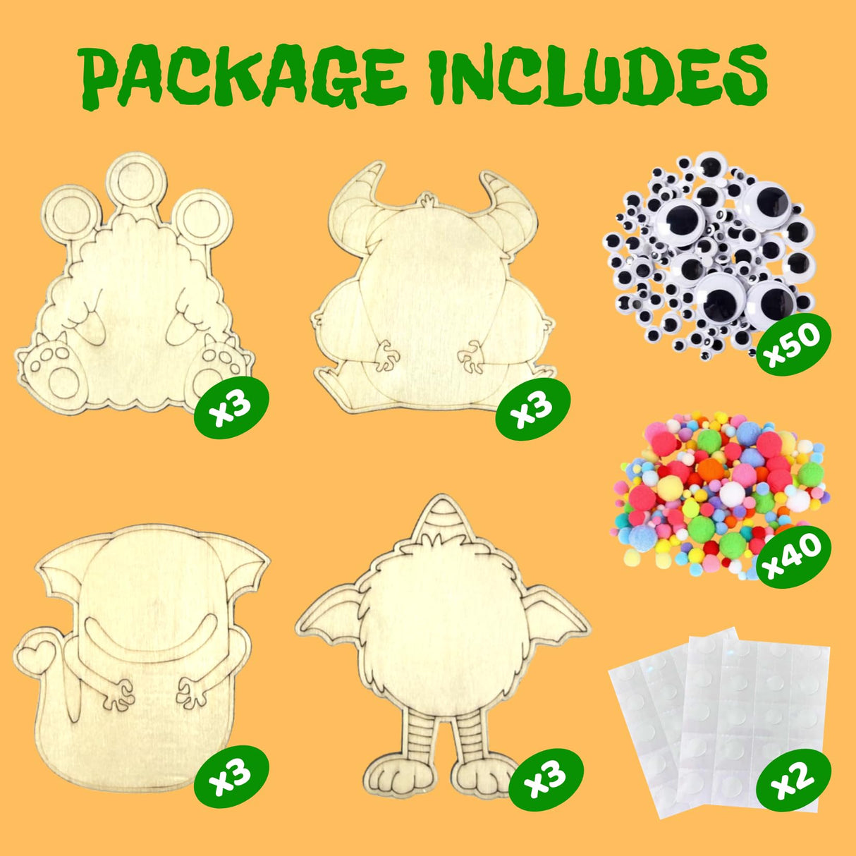 VENUSFIT Halloween Crafts for Kids – 12 PCS DIY Monster Wooden Magnet Painting Kit with Googly Eyes – Halloween Party Favors for Ages 4-8, Non Candy Trick or Treat Gifts & Classroom Treats Bulk VENUSFIT