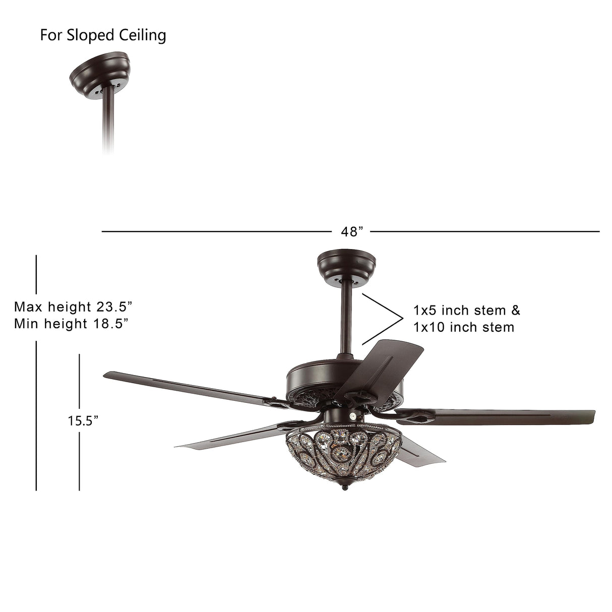 JONATHAN Y JYL9704A Ali 48" 3-Light Wrought Iron LED Ceiling Fan with Remote, Classic, Glam, Traditional, Transitional, Office, Living Room, Family Room, Dining Room, Bedroom, Oil Rubbed Bronze JONATHAN Y
