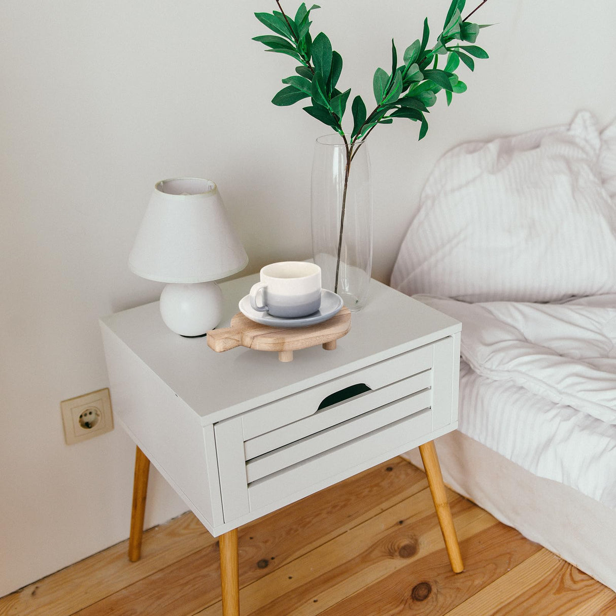 POVTOKA Wood Pedestal Stand, Farmhouse Wood Riser for Bathroom Kitchen Counter, Rustic Wooden Soap Tray for Bottles Candles Plant Display (Natural) POVTOKA