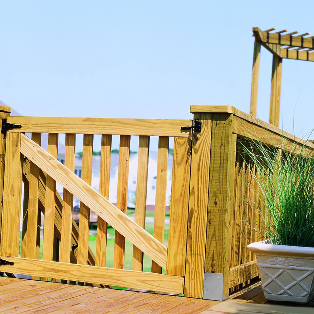 SPACEEUP 4x4 Post Base, Internal 3.5" x 3.5" Post Anchor 4pcs Adjustable Post Base Stainless Steel Concrete Post Anchor for Pavilion Deck Railing Support Decorative Anchor Plate SPACEEUP