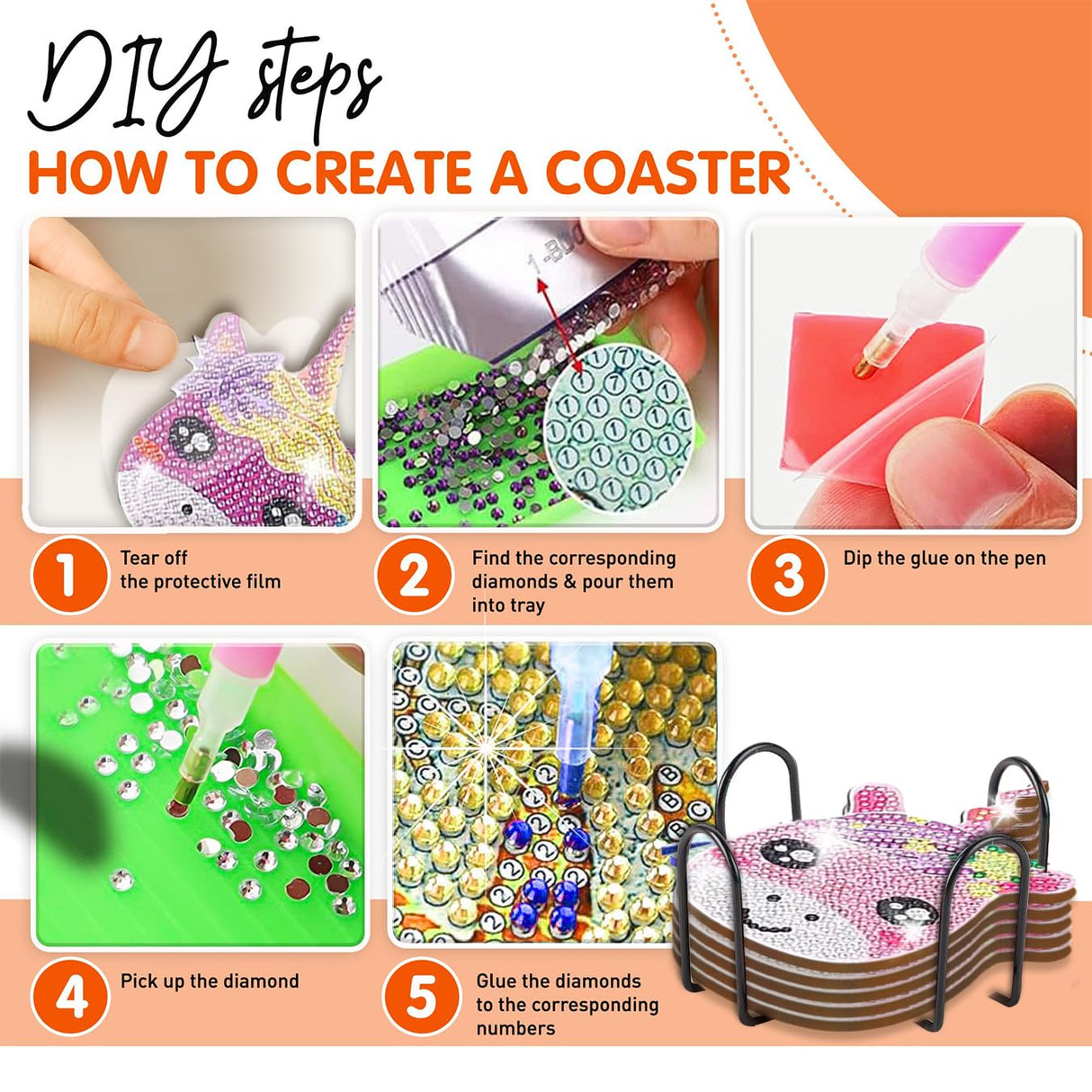 10 pcs Diamond Painting Coasters | Diamond Art Coasters | Unircorn Diamond Art Painting | Perfect Art Craft Gift for Unicorn Lover, Dad, Mom, Grandparents, Brother, Sister. (Unicorn) LGANHAPY