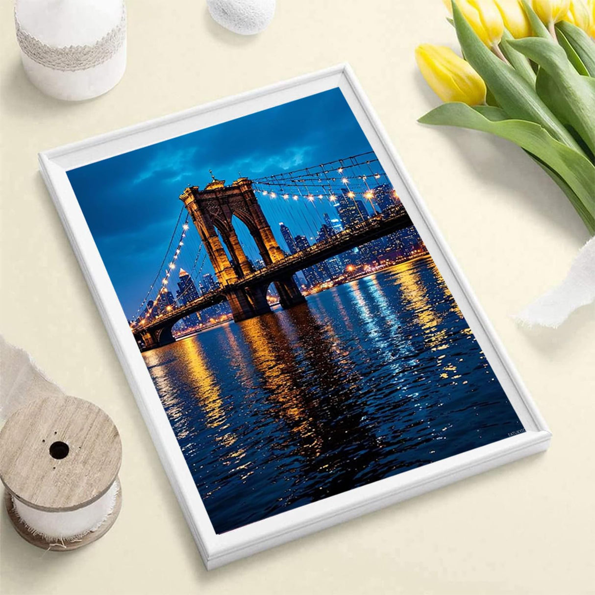 EATUKYIC Brooklyn Bridge Diamond Painting Kits for Adults, Diamond Art Painting Kits for Beginners, DIY Full Drill Round Gem Art 5D Crystal Art Paint by Numbers, Hobbies for Women Gifts 12x16inch EATUKYIC