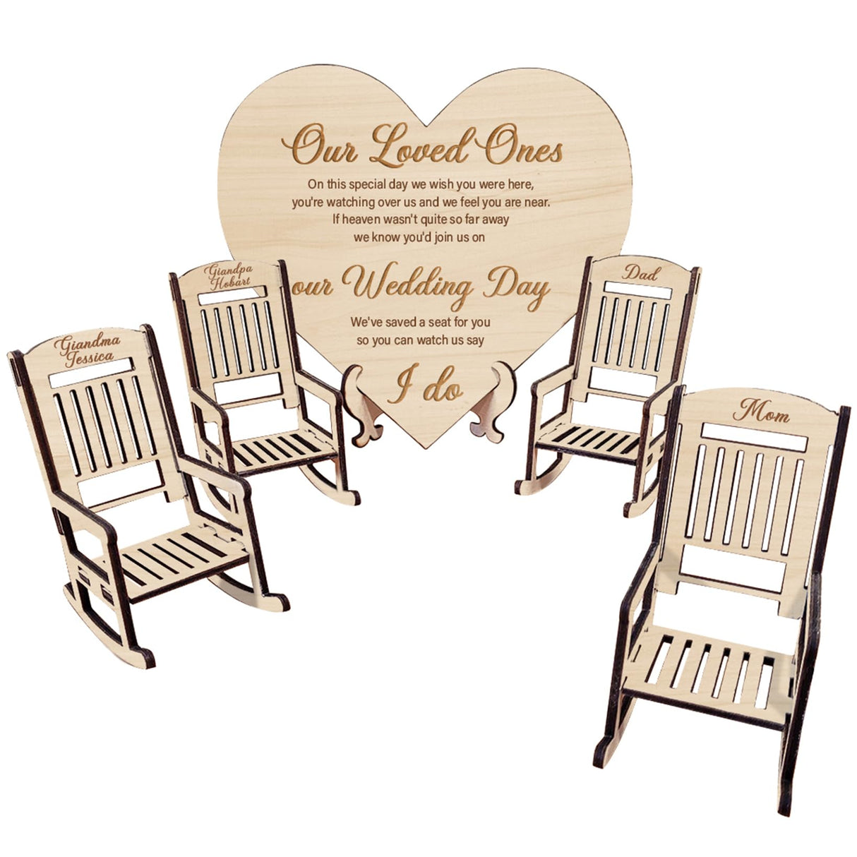 Personalized Wedding Memorial Chair Sign Save a Seat for Someone in Heaven Wedding Day Remembrance Memorial Set Custom 1-15 Memorial Rocking Chairs Dertacoa