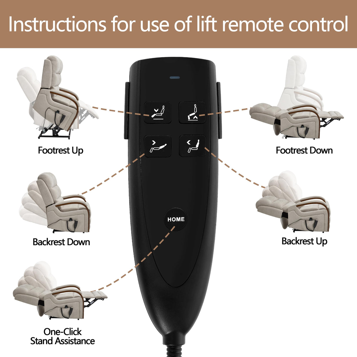 Power Lift Recliner Chair for Elderly People, Dual Motor Lift Chair with Vibration Massage and Heat, Lay Flat Recliner with Solid Wood Armrest, Standing Assistance Reclining, Chenille Fabric Beige EZZUP