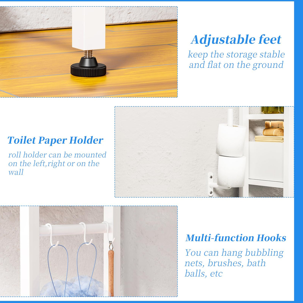 Simple Trending 4 Tier Over The Toilet Storage with Drawers, Heavy Duty Bathroom Stand Organizer Metal Shelves for Laundry, White Simple Trending