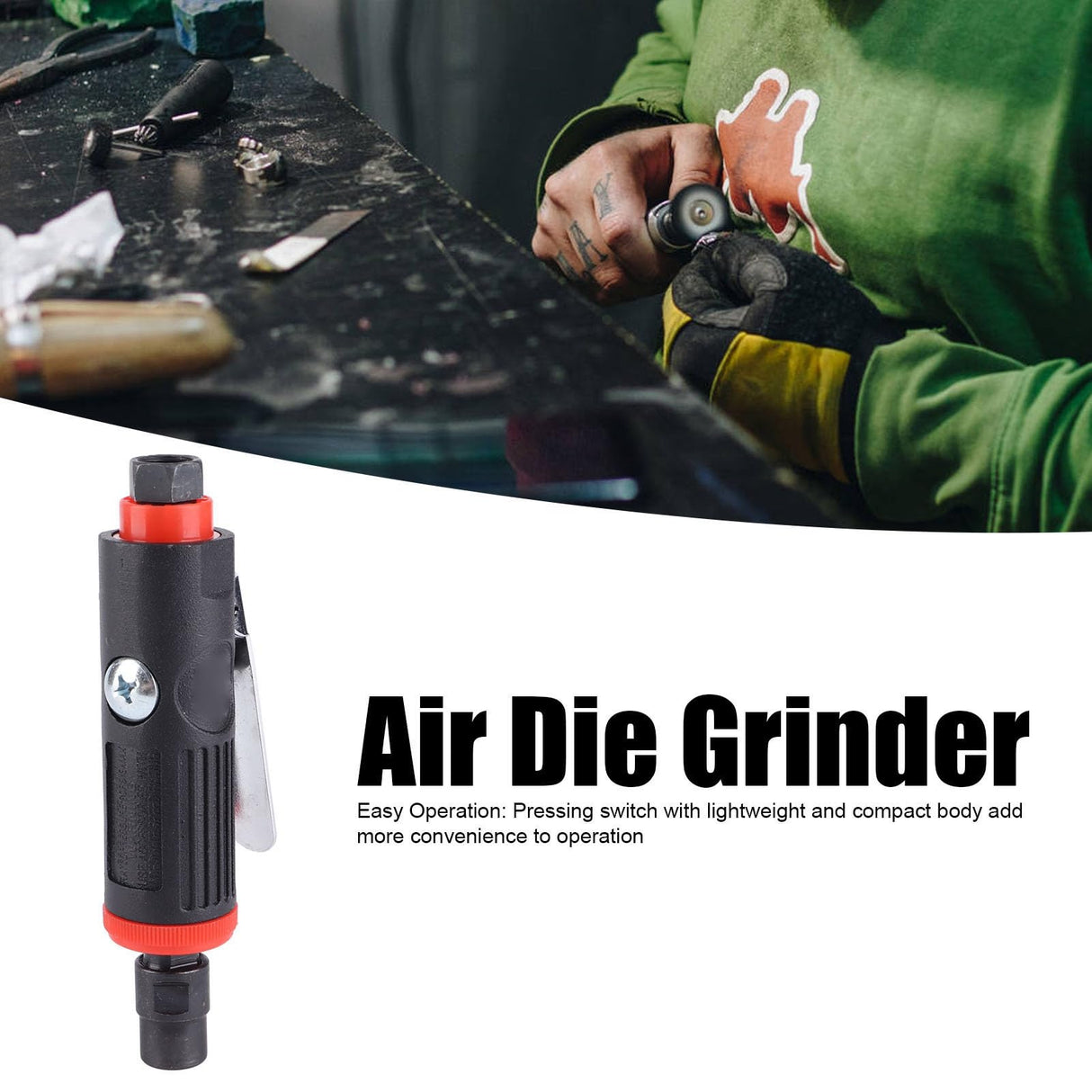 Hilitand Air Die Grinder Straight Pneumatic Grinding wheel Machine Polishing Tool Set Kit for Metal Removal Hilitand