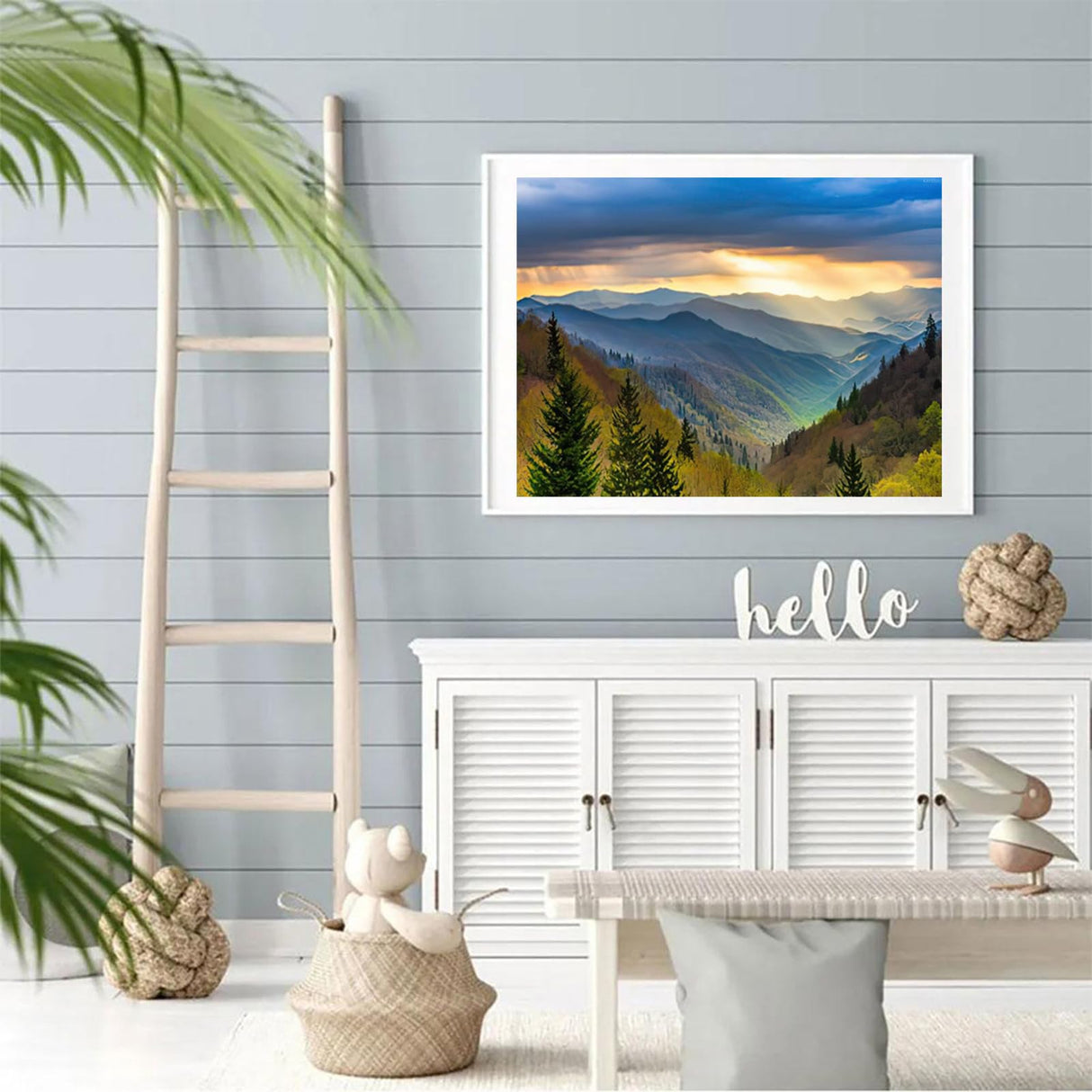 Smoky Mountains DIY 5D Diamond Painting by Number Kit, Spring Sunrise Smoky Mountains National Park Gatlinburg Crystal Rhinestone Paintings Cross Stitch Home Wall Decor 12x16 inch KAYEIUU