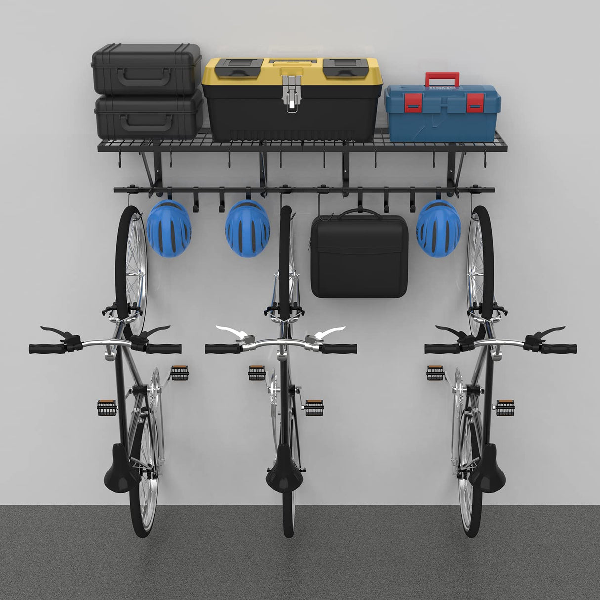 lesolar Garage Wall Shelves 2 Pack 14.2"x31.5" Garage Shelving Wall Mount for Storage Rack Garage Wall Organizer Floating Shelves Includes 4 Bike and 16 Tool Hooks 500lbs Capacity lesolar