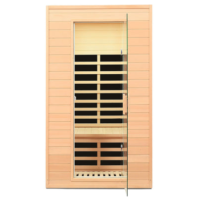 2 Person Infrared Sauna, Low EMF Far Infrared Sauna, Canadian Hemlock Wood Sauna for Home 1500W Indoor Sauna Home Spa Sauna with Bluetooth Speakers, Reading Lights, Roof Vent, Tempered Glass