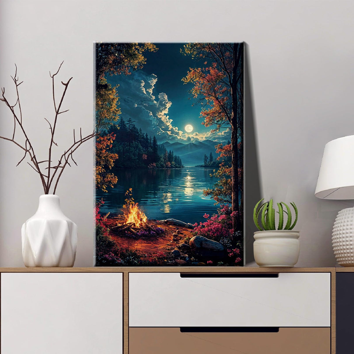 JOOZ Paint by Numbers Kit for Adults with Frame, Landscape Paint by Numbers for Adults, Moon Lake Paint by Number with Easel, DIY Acrylic Oil Painting Kit for Home Wall Decor 8 x 12 Inch JOOZ