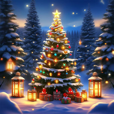 Reluohuo Christmas Tree Diamond Art Kits for Adults, 5D Full Drill Diamond Painting Kits for Beginner, DIY Diamond Painting Kits for Home Wall Decor, 12x12 Inch