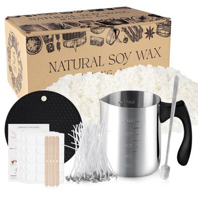 Candle Making Kits for Adults,Beginner,Kids, Soy Wax, Making Supplies Include 5 LB Soy Wax Flakes, 100 Candle Wick, Centering Devices, Melting Pot