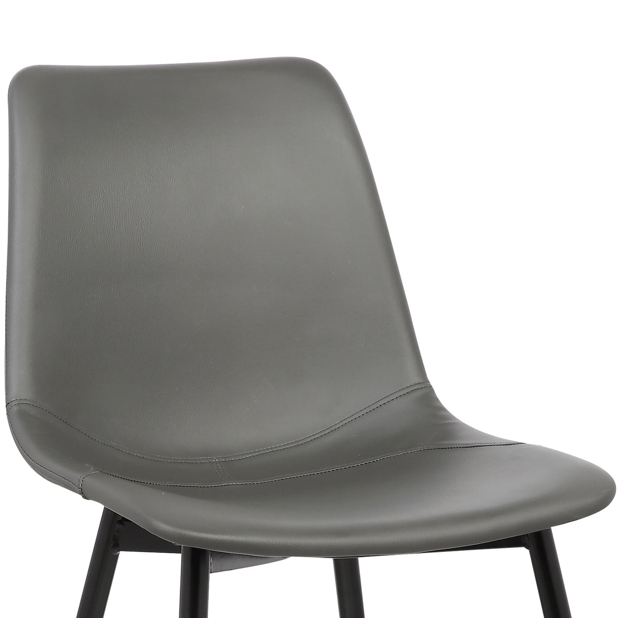 Armen Living Monte Mid Century Modern Dining Accent Chair for Table Kitchen Desk Vanity in Charcoal Gray Faux Leather with Black Metal Legs Armen Living
