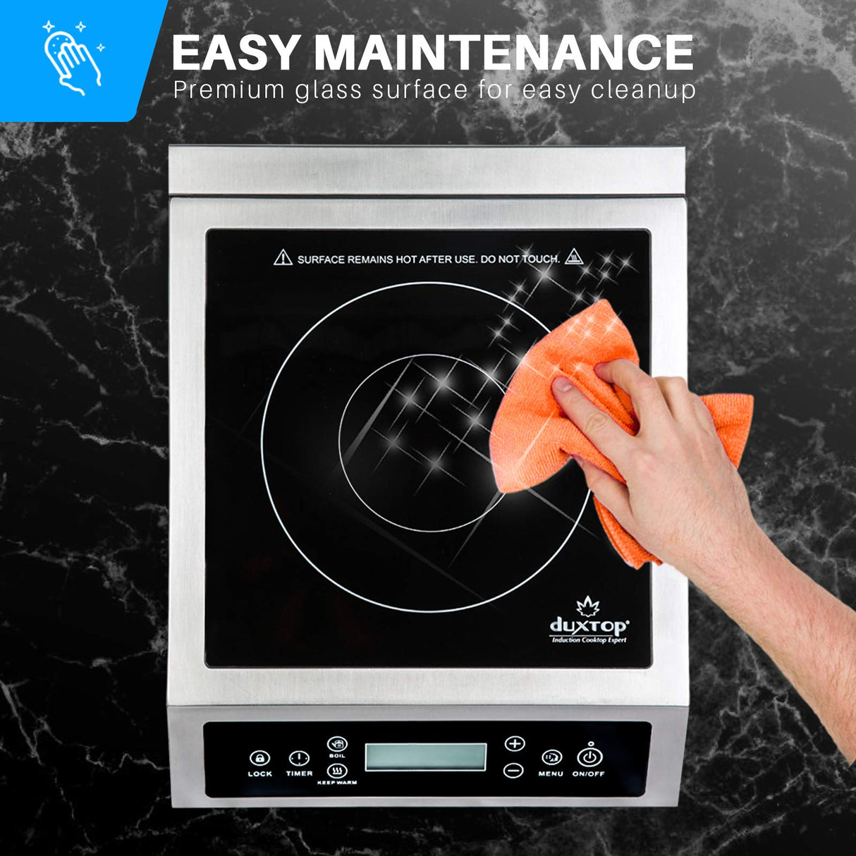 Duxtop Professional Portable Induction Cooktop, Commercial Range Countertop Burner, 1800 Watts Induction Burner with Sensor Touch and LCD Screen, P961LS/BT-C35-D, Silver/Black duxtop