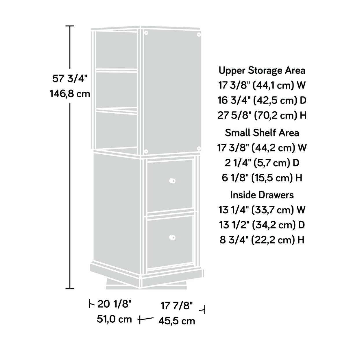 Sauder Pro Series Craft Tower, L: 17.91" x W: 20.08" x H: 57.8", Mystic Oak Sauder