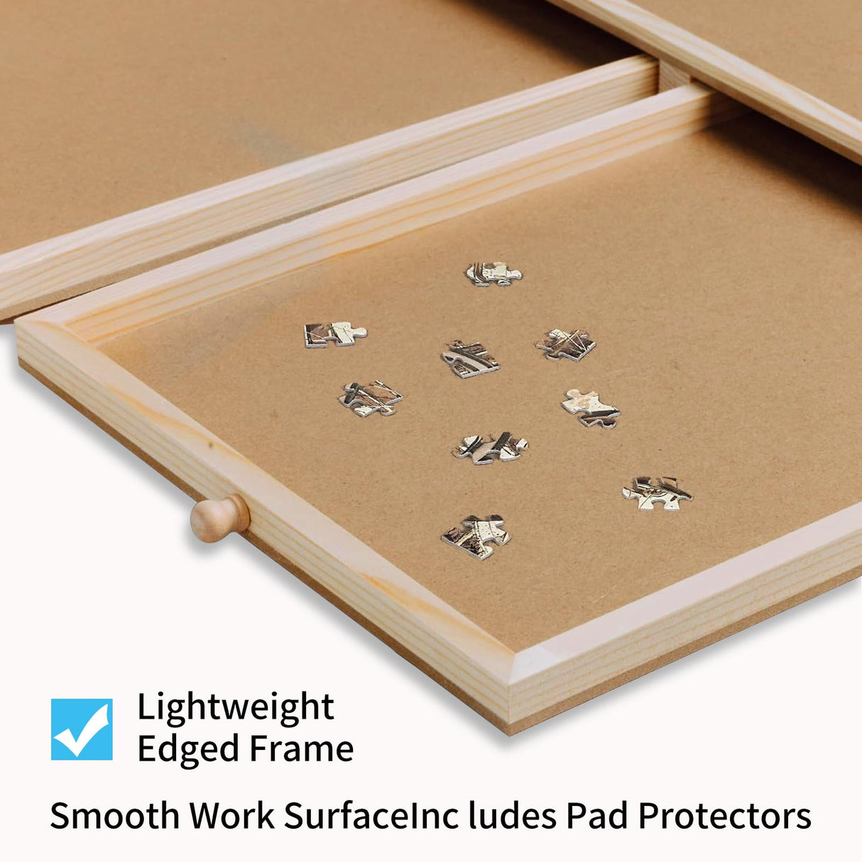 500 Piece Puzzle Board with Drawers, 14" x 28" Jigsaw Puzzle Table with Cover Mat, 4 Drawers, Small Puzzle Table, Birthday Gifts FAMILON