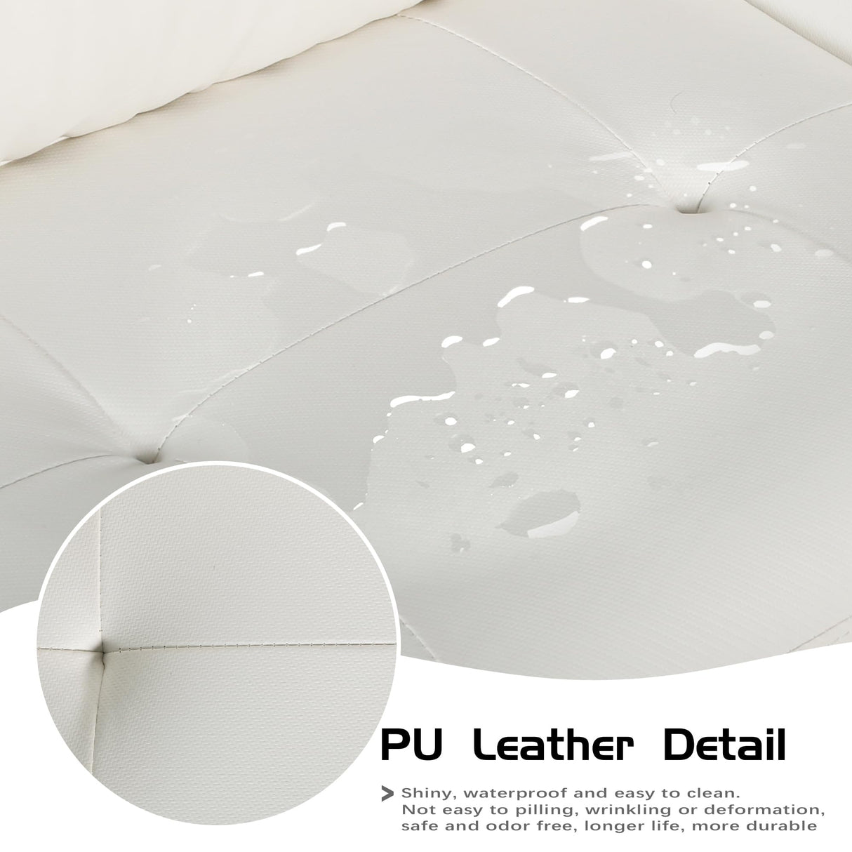 VAMEPOLE Sofa Couch, 60" Loveseat Sofa for Living Room, Mid Century Mini White Couch, Tufted Leather Love Seat Furniture, Comfy Office Sofa 2 Seat, Small Couches for Small Spaces, Bedroom, Apartment VAMEPOLE