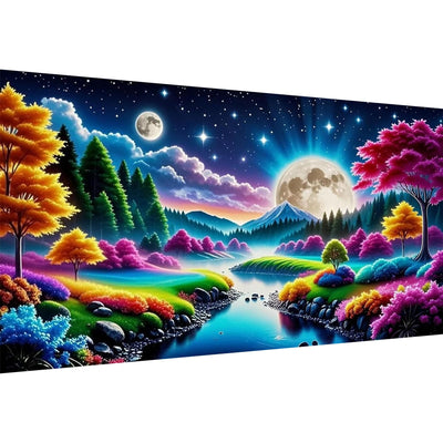 Ekuxom Large Diamond Art Kits for Adults, Moon Diamond Painting Kits for Adults, Full Round Big Diamond Art Paint by Diamonds Wall Art Decor 27.5x15.7 inch