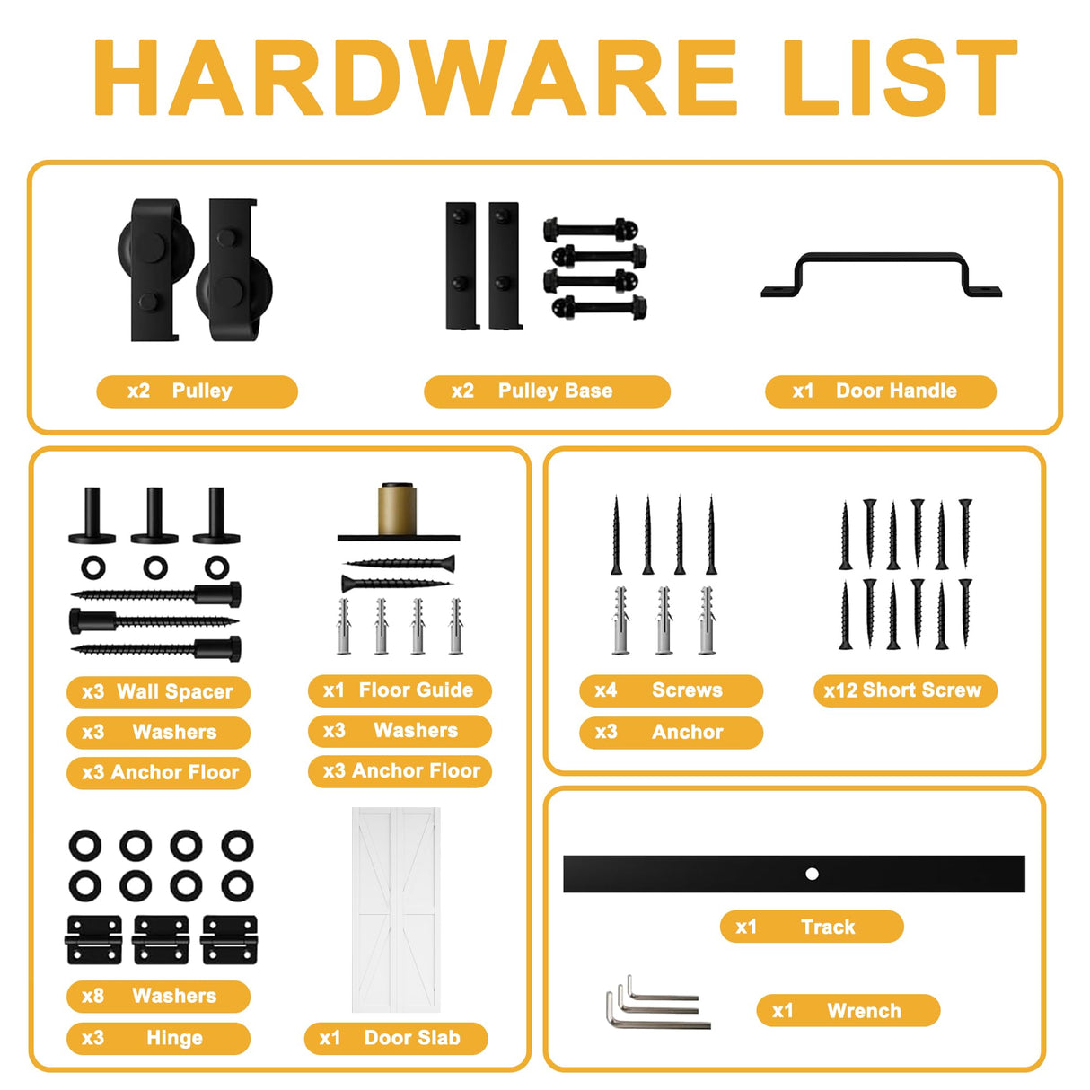 Bifold Barn Doors 40" (20" x 2) x 84" with Hardware Kit & Handle, MDF Panel Closet Pantry Door Interior Sliding Folding Door, Solid Wood Barn Door PVC Surface Easy Assembly, K-Shape JUJUBON