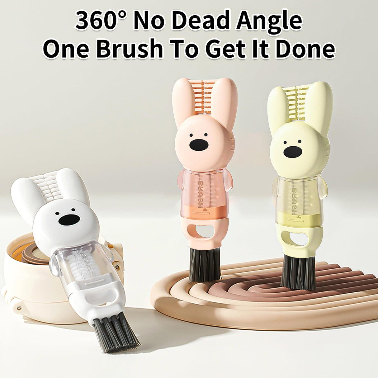 3 PCS Bottle Brush - Upgrade 4 in 1 Cup Lid Gap Cleaning Brush Set, Multifunctional Insulation Bottle Cleaning Tools, Mutipurpose Tiny Silicone Cup Holder Cleaner, Home Kitchen Cleaning Tools vidonio